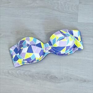 Zinke Taylor Geometric Print Bandeau Bikini Top Pastel Size Medium NWOT